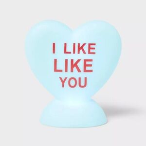 Light Up Valentine's Day Blow Mold “I Like Like You” Heart -  Teal/Blue - Spritz